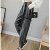 2022 Loose Hip Hop Leisure Korean Womens Pants Punk Pockets Jeans High Elastic Waist Button Harem Harajuku Denim Causal Cargo