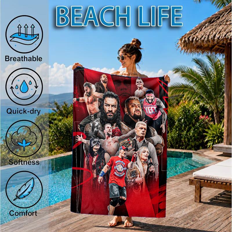 Wrestler Collage Beach Towel, Microfiber Beach Towel, Perfect For Pool, Beach, Travel, Home Decor Beach Party Fan Gifts