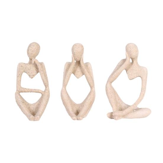 3 Pcs Resin Thinker Style Abstract Statue Collectible Thinking Figure Sculpture for Home Office Bookshelf Desktop Decor