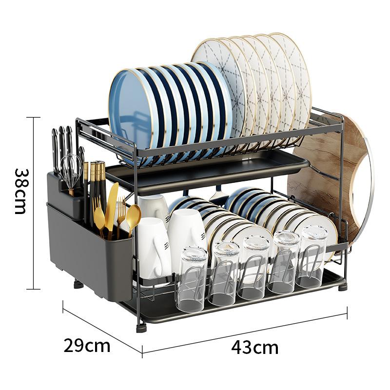 Dish Drying Rack Anti-Rust Storage Shelf Detachable Dish Rack Multifunction Kitchen Cutlery Organizer