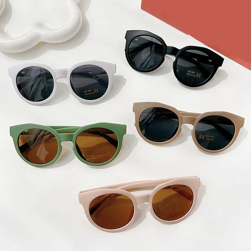 New Fashion Vintage Round Children Sunglasses UV400 Sun Protection Acrylic Eyewear for Baby Girls Kids Outdoor
