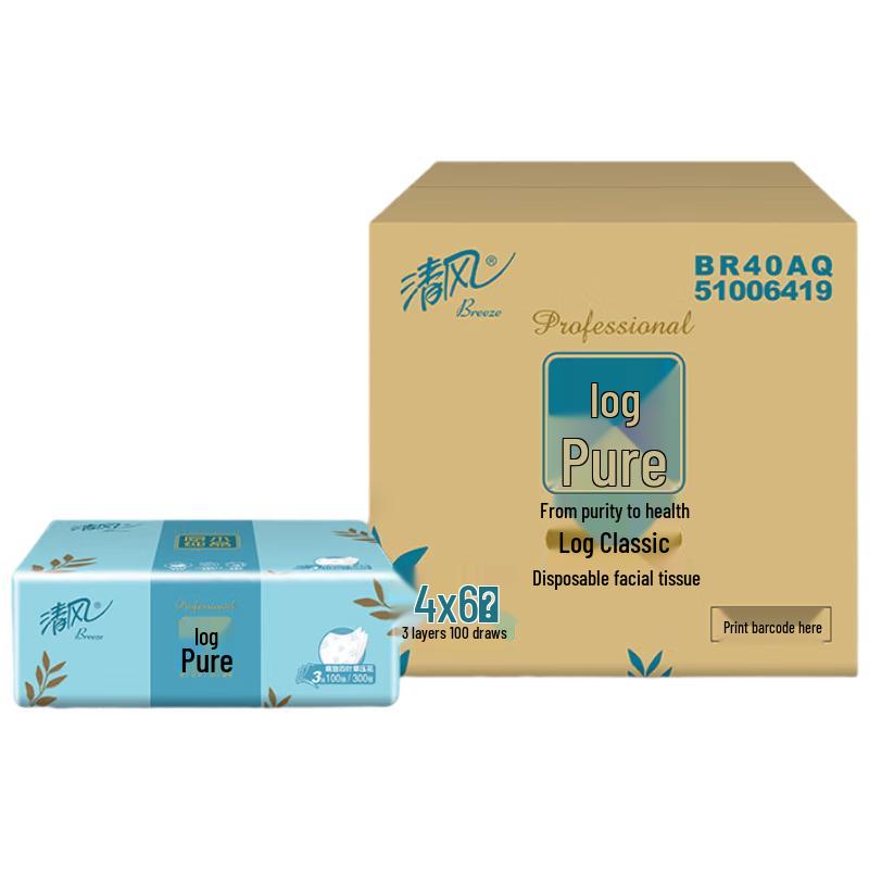Qingfeng Pure Wood Pulp 3-Ply Facial Tissues