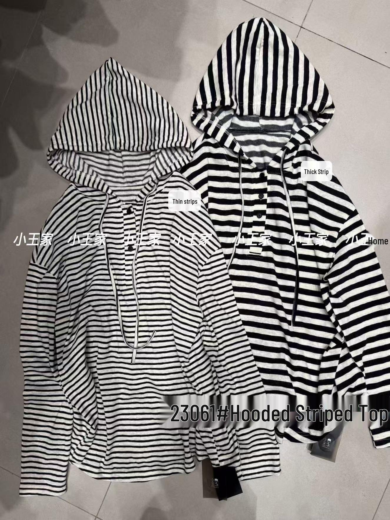 

Худи в полоску в корейском стиле оверсайз для весны от Сяо Вана Wide Stripes