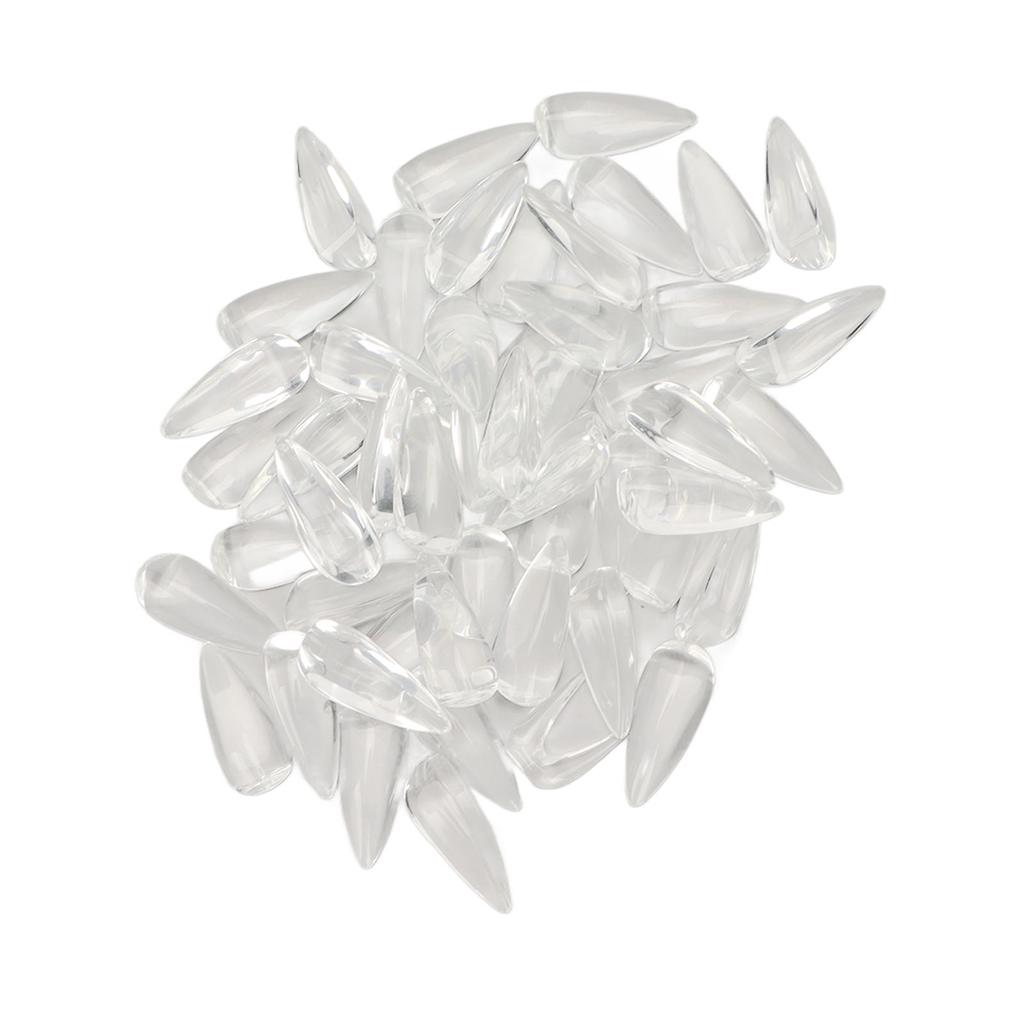 50Pcs Clear Glass Nail Polish Color Card Display Tips DIY Manicure Tool Accessories Pointed Almond Shape