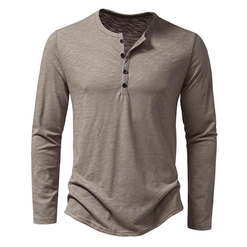 Men's Bamboo Cotton Henley Long Sleeve T-Shirt