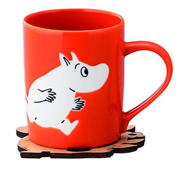 Yamaka Shoten MOOMIN Mug with Wooden Coaster, Approx. 300ml Capacity, Nordic Style, Mother's Day Gift, Tableware, Gift, Wedding Gift, Made In Japan,