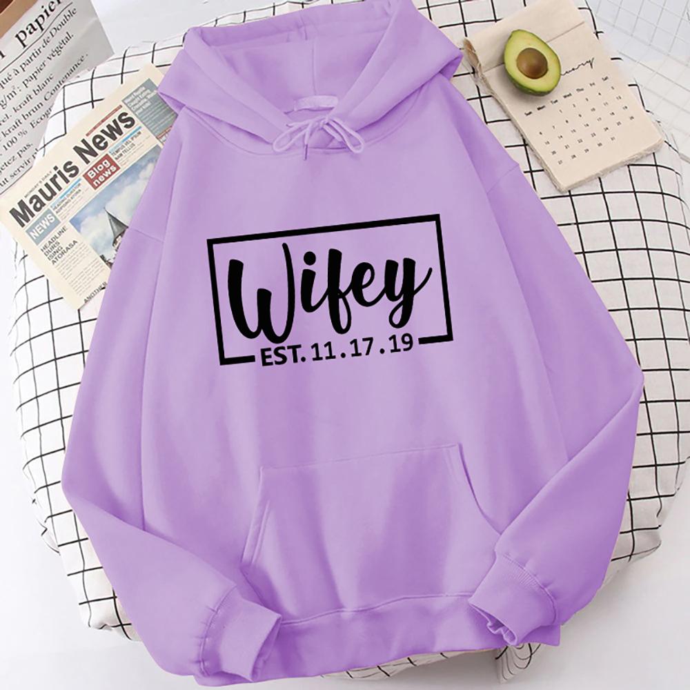 New Men'S Women'S Winter Autumn Fashion Hooded Wifey Casual Long Sleeve Hoody Hoodies Sweatshirts Loose Pullover