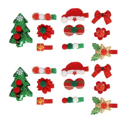 20 Piezas Pasadores para el Cabello de Navidad Adorables con Lentejuelas y Brillo Set de Pinzas de Árbol de Navidad para Niños