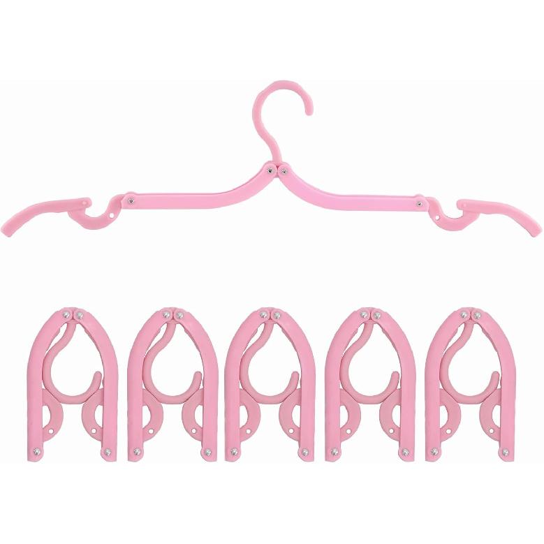 6PCS Portable Folding Clothes Hangers Clothes Drying Rack for Travel (Black)