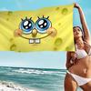 Cute S-Spongebobs Anime Microfiber Blanket Quick Drying Beach Towels Oversized Printing Super Absorbent Pool Towel Blanket