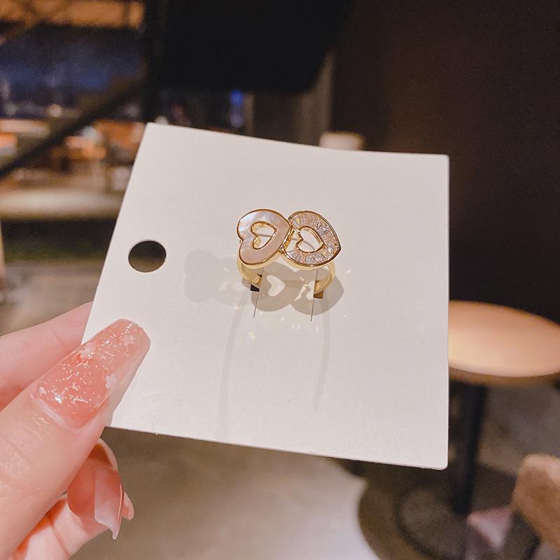 Exquisite Adjustable Heart Cat's Eye Zircon Ring for Women
