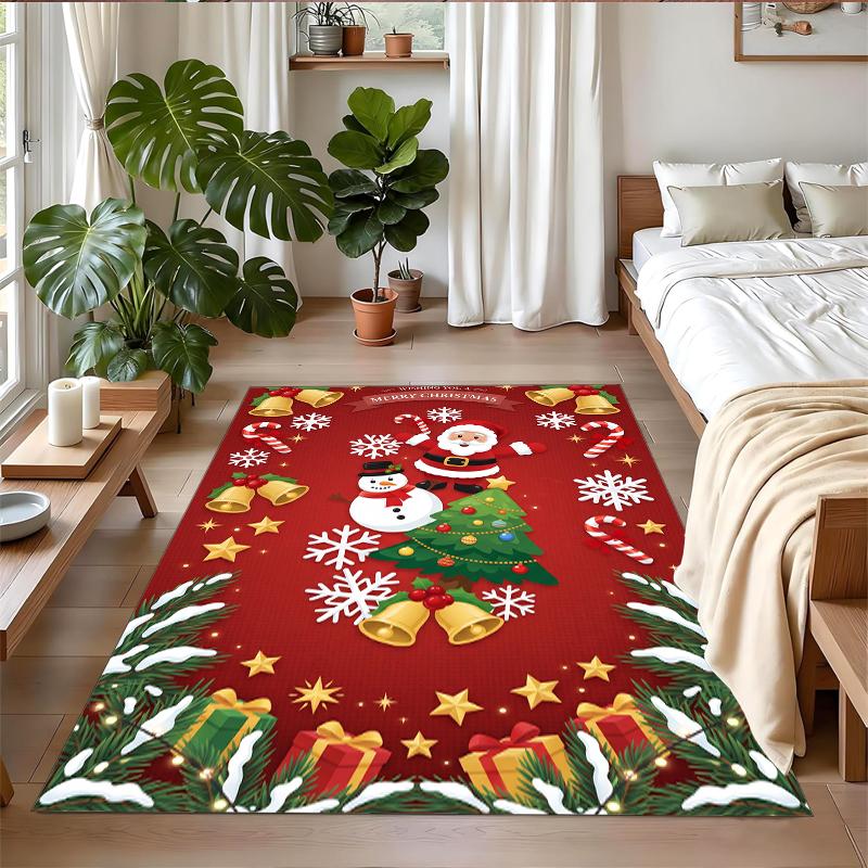 Christmas Printed Square Area Rug Soft Non Slip Floor Carpet For Bedroom Holiday Gift