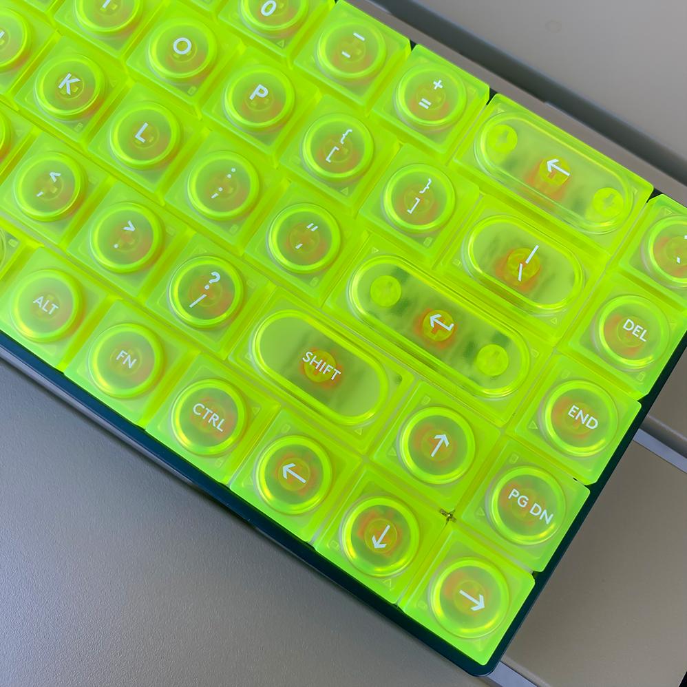 DOYS Block Toy Themed Keycaps,Transparent Matte PC Material 126 Keys Full Set,Shine Through Custom Keycaps Mechanical Keyboards