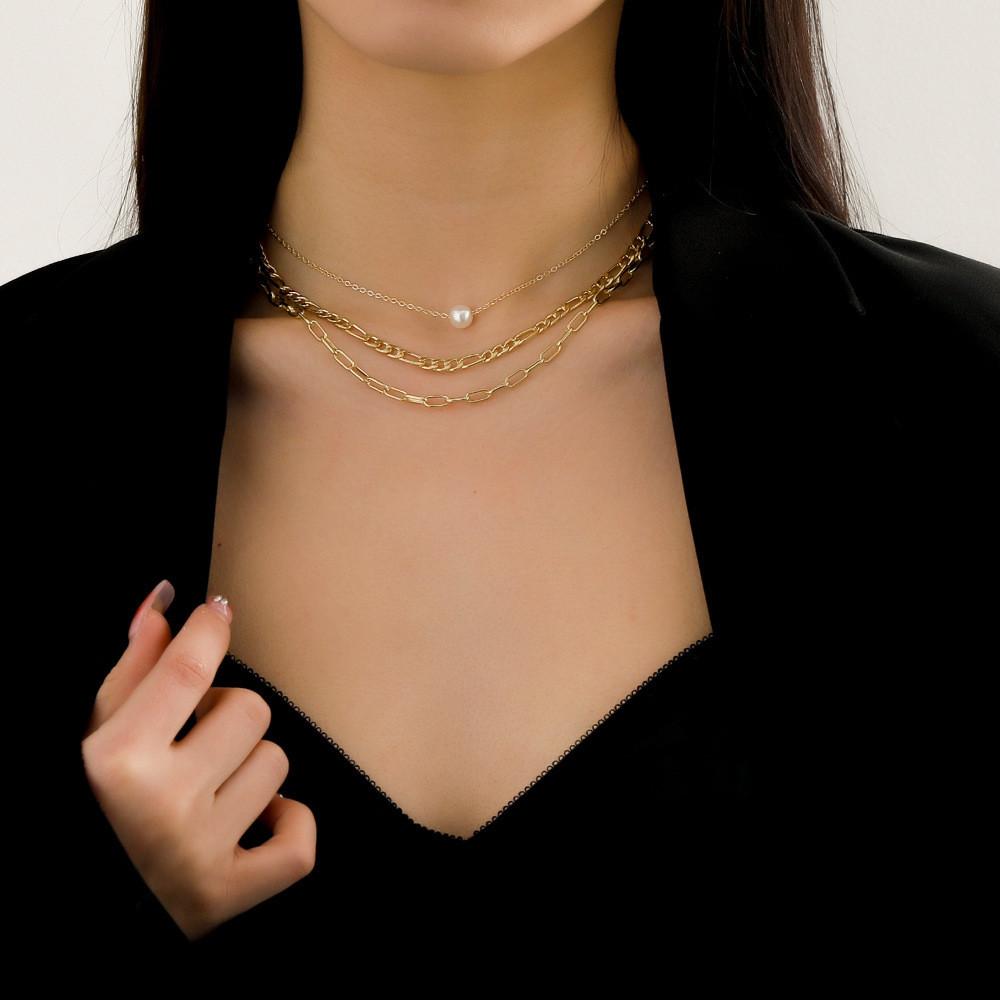 Chic Multi-layered Alloy Chain Necklace For Women Unique Fashion Statement Jewelry