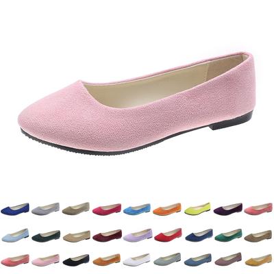 Women's Pointed Toe Flat Shoes Slip On Ballet Style Low Heel Casual Comfortable Soft Material Footwear