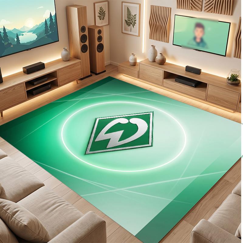 Werder Bremen Fußball Print Kristall-Samt Teppich, Bequemer Wasserabsorbierender Rutschfester Innenboden Teppich