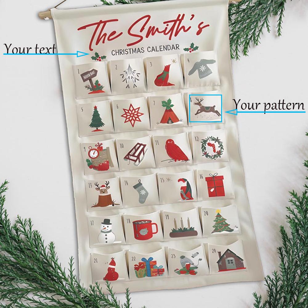 Personalized Advent Calendar Christmas December Countdown Calendar for Boys and Girls Custom Reusable Xmas Calendar Surprise