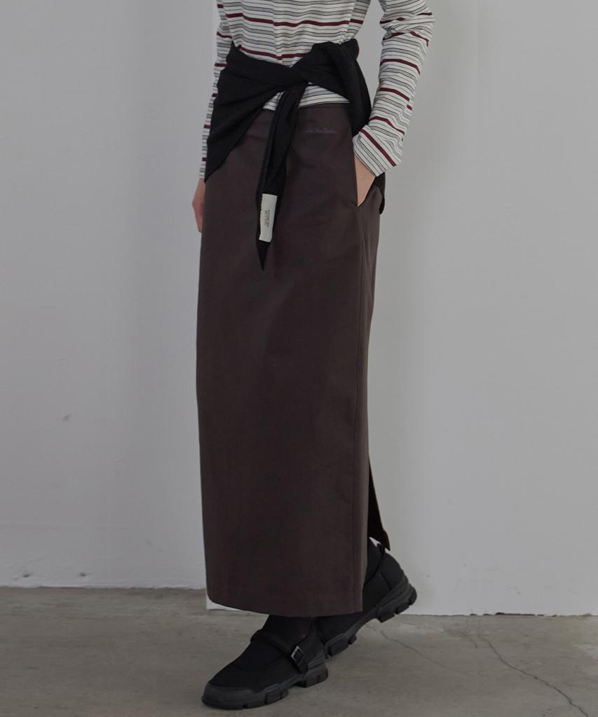 BUT'TON Standard Fit Long Skirt (Charcoal Brown)