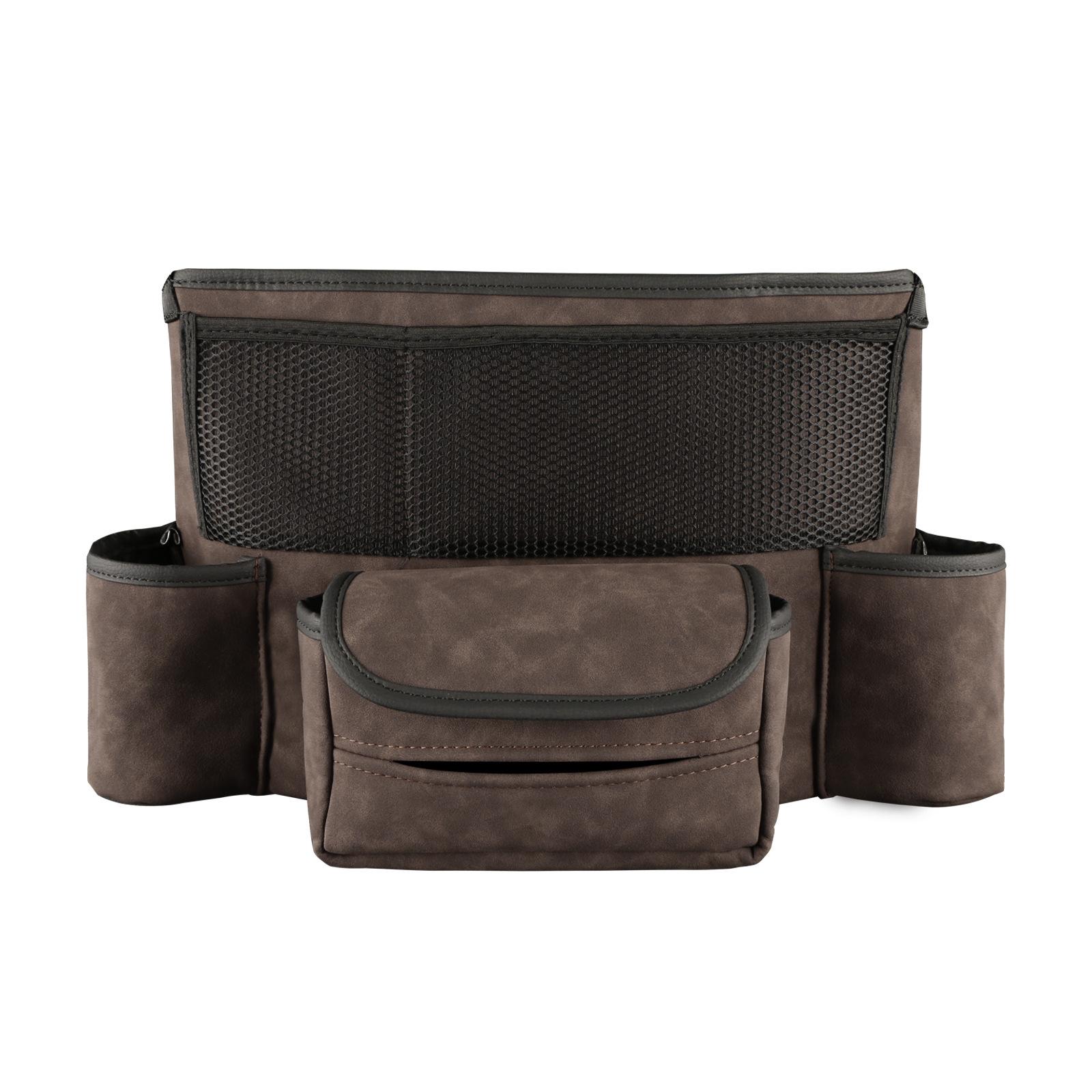 

Leather Car Organizers and Storage Bag Between Front Seats Auto Consoles Organize Tissue Water Cup Net Pocket Barrier of Pet коричневий