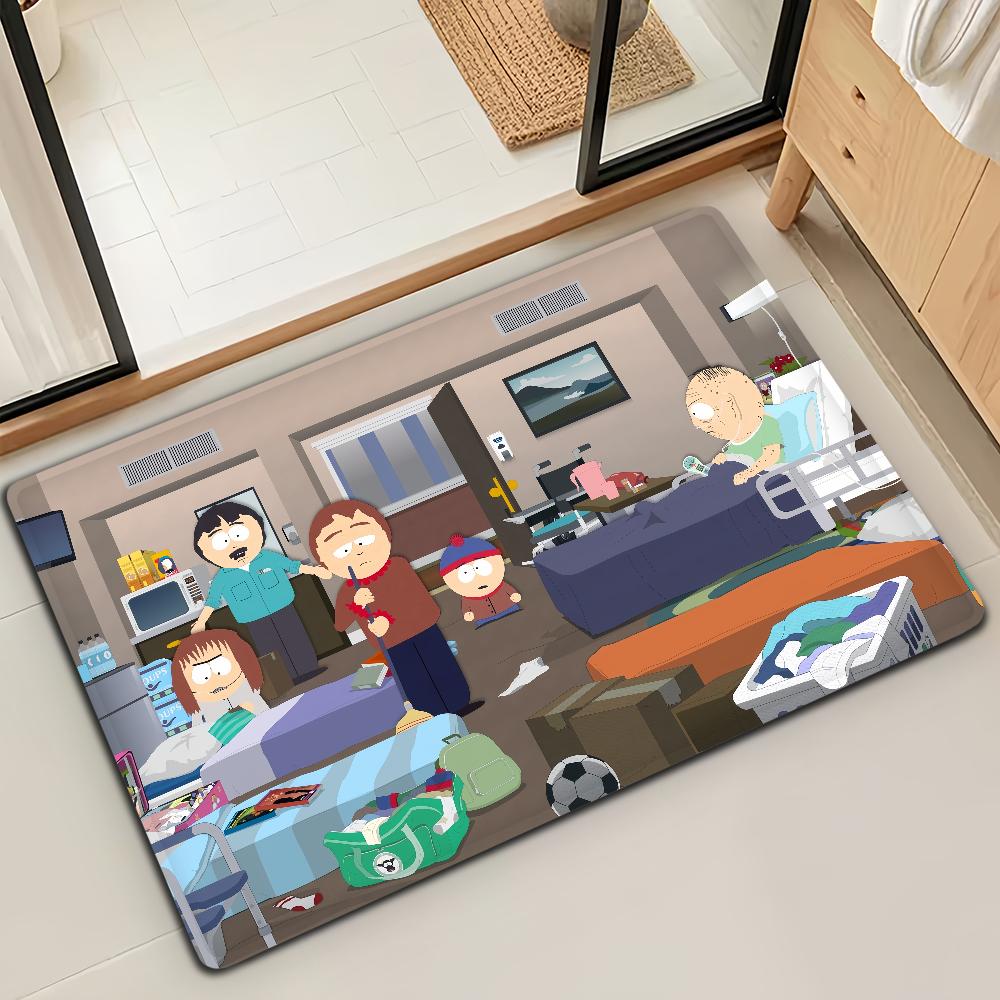 Cartoon S-SOUTH PARK Funny Door Mat Bath Microfiber Decorative Versatile Flannel Floor Mat Quick Dry Absorbent Non-slip Sole