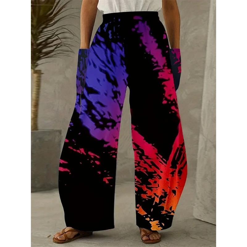 Women's Wide-legged Pants Exquisite Fun Graffiti Printing Pants Fashion Street Shooting Spring And Fall Pants With Pockets
