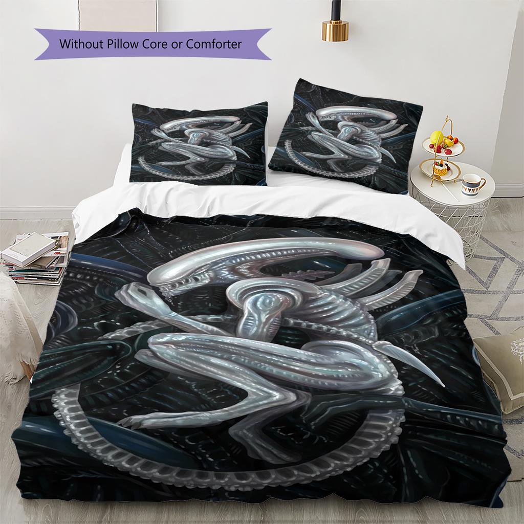 Alien Pattern Bedding,Quilt Set Quilt Cover Pillowcase Home Birthday Gift (1 * Duvet Cover + 2 * Pillowcase, Without Core)