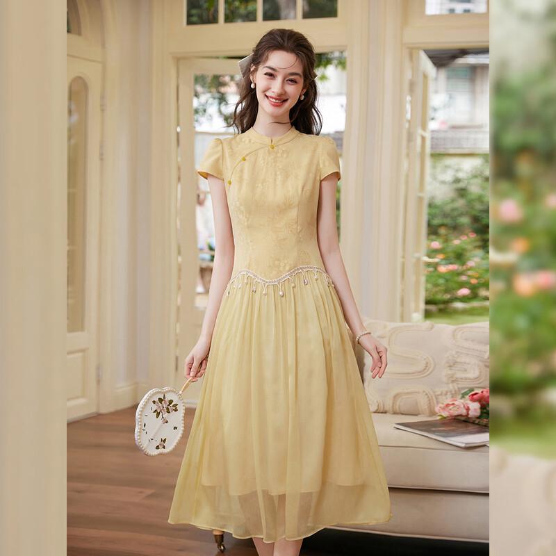 Bailuyu Chinese Style Patchwork Maxi Dress L