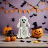Spooky Halloween Resin Figurines Set With Mini Witch Black Cat And Haunted House Collectibles For Home Decor And Crafts