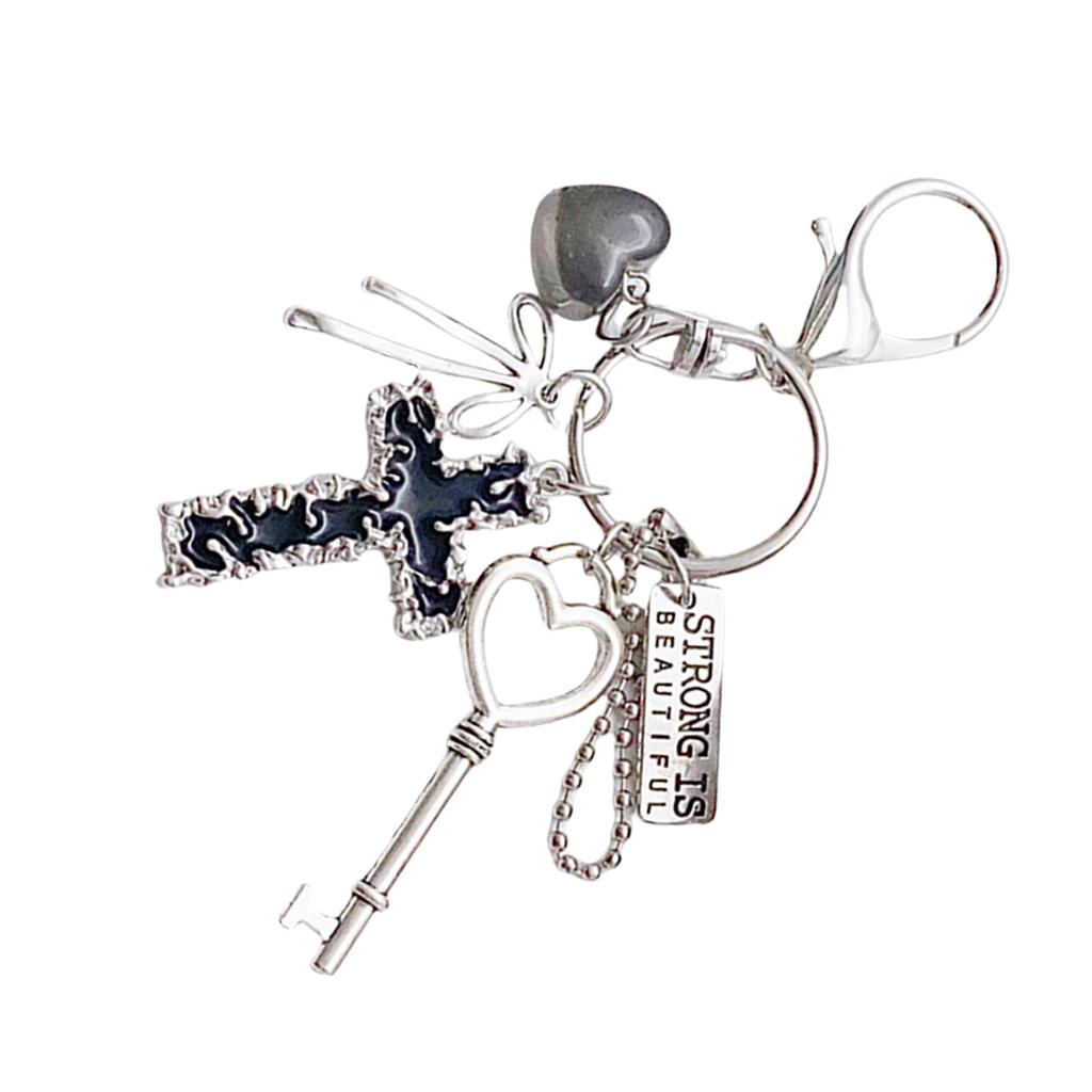 Fashion Heart Lock Bows Keychain Fashion Alloy Metal Keyring Unique Handbag Charm Decoration for Men and Women