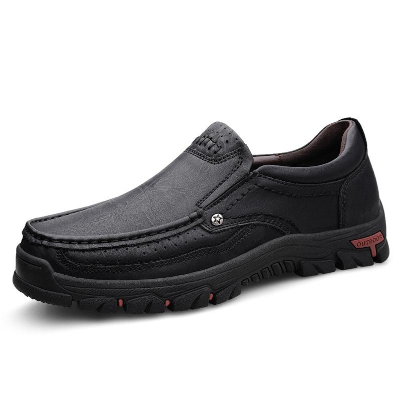 Fashion Retro Style Genuine Leather Men's Business Casual Shoes Soft Sole Anti-Slip Breathable 2025 New Dress Shoes for Daily Commuting