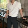 Men's Summer Slim Fit Polo Shirt - Korean Style, Turn-Down Collar, Solid Color, Casual Thin Knit