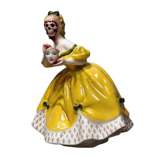 

Skull Lady Figurine Handcrafted Gothic Evening Dress Skeleton Female Statue Sculpture Home Office Bookshelf Desktop Decoration Ornament B