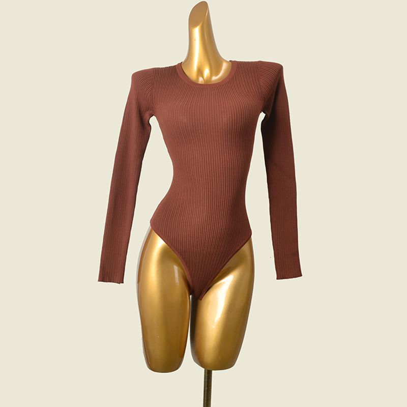 Fashion Sexy Knitting Long Sleeves T-shirt Triangle Jumpsuit Spring Sexy Inner Match Slimming T-Shaped Bottoming Shirt for Women