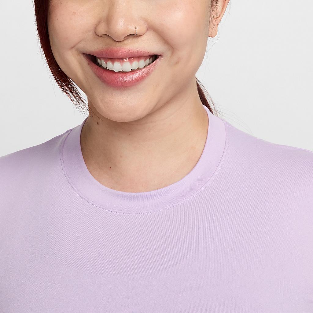 Nike Dri-Fit One Solid Color Round Neck Pullover Quick-Dry Short Sleeve T-Shirt Women T-Shirts Lilac-Red FN5002-512
