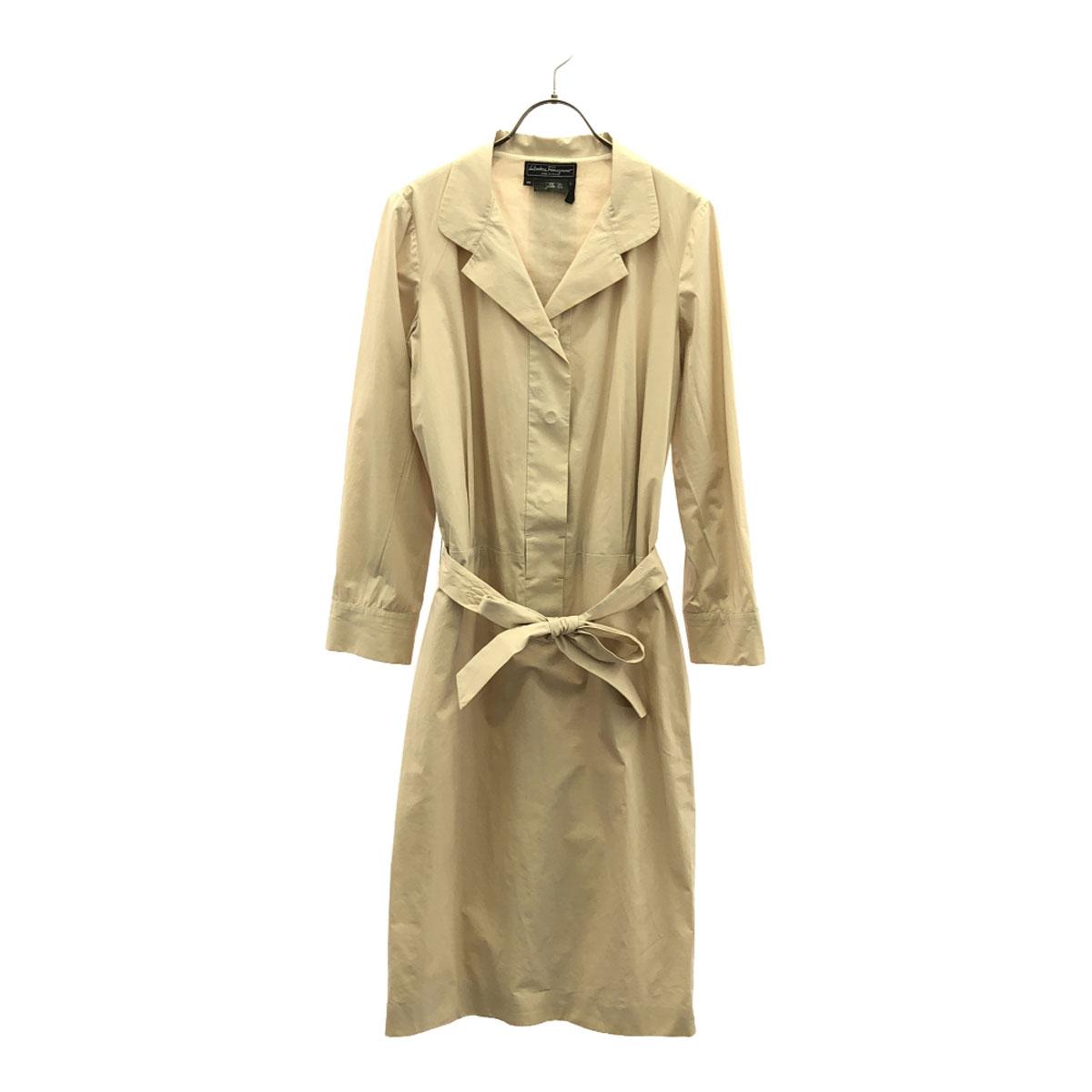 

Salvatore Ferragamo 90s Made in Italy Old Long sleeve one piece With belt Women Used