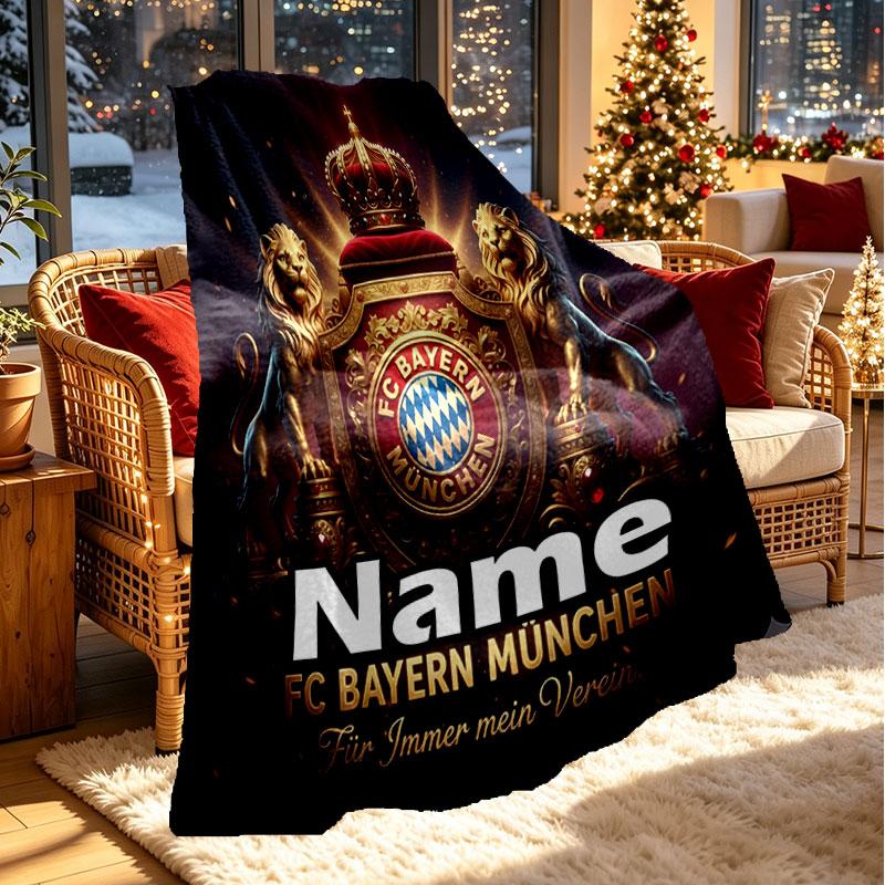 Custom Name Personalized FC Bayern Print Blanket, Home Decor, Bedroom, Sofa, Camping, Couch, Gifts for Birthday Christmas
