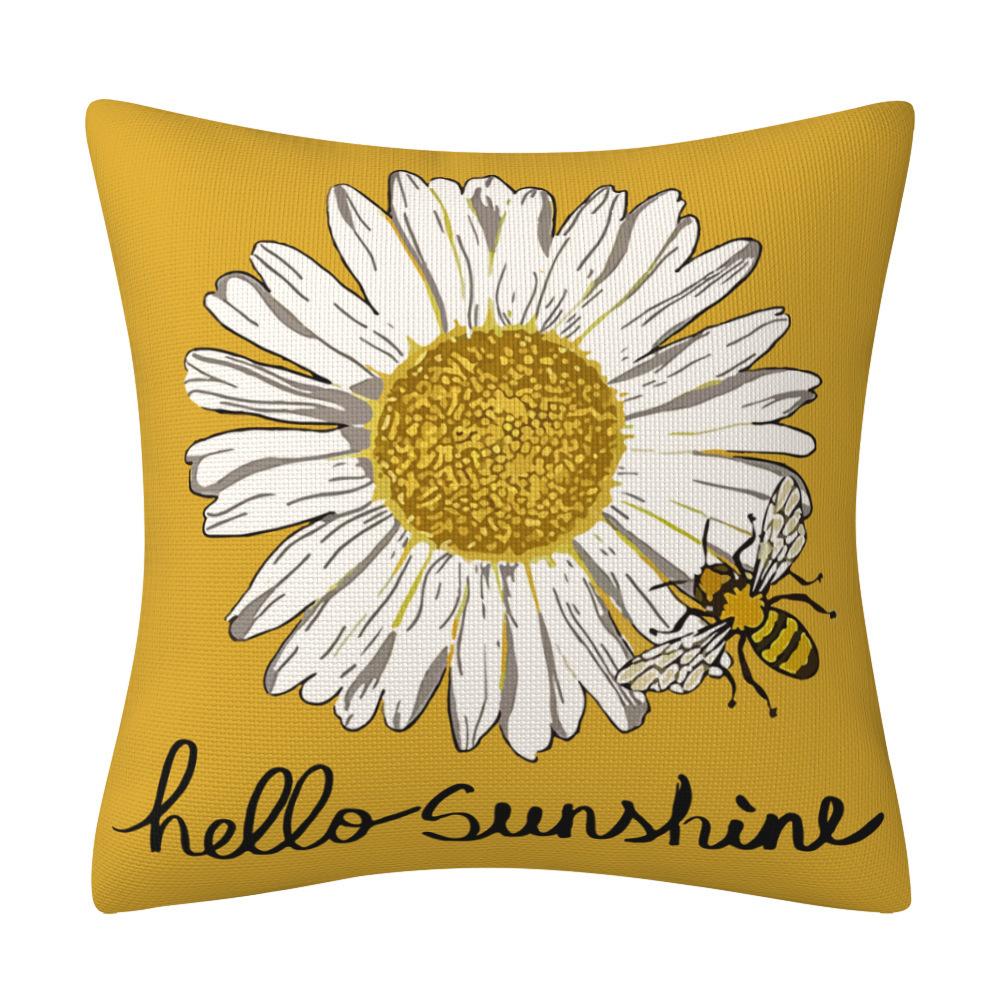 

Новая летняя льняная наволочка с подсолнухом, мультяшная наволочка с маленькой пчелкой, домашнее украшение 45 * 45Cm (excluding pillow core)