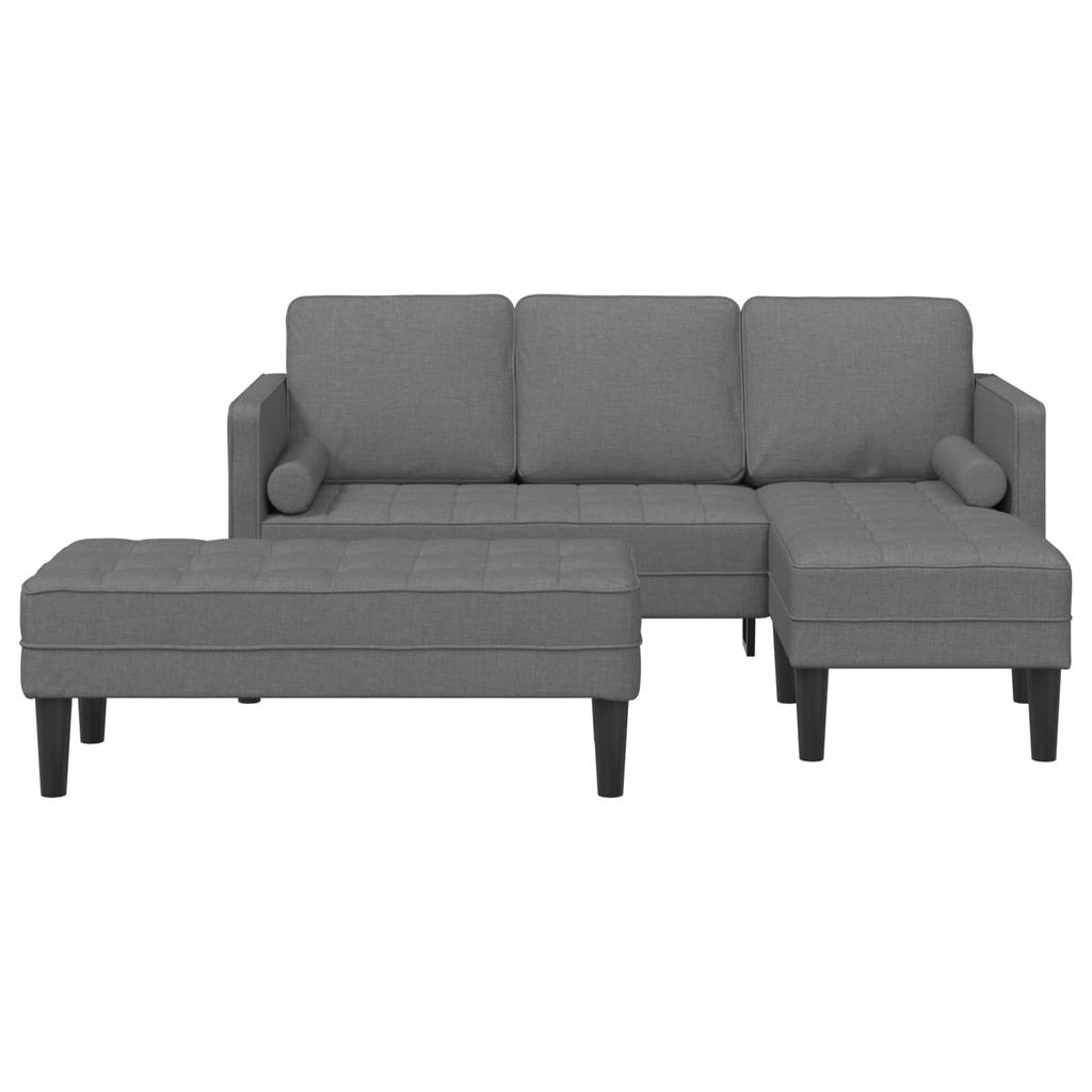 2 Piece Sofa Set with Cushions Dark Gray Polyester