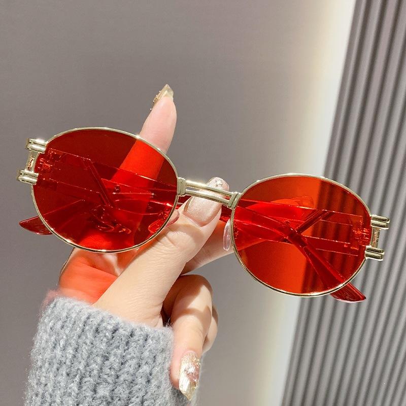 New European and American retro oval small frame sunglasses fashion metal trend sunglasses versatile sunshade sunscreen