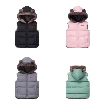 Kinder Kapuzen Daunen-Baumwollweste, Herbst/Winter 2026 Unisex Warm mit Plus-Samt für Kinder.