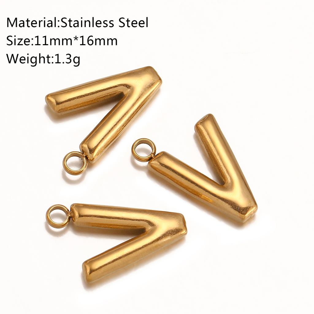 3Pcs Initial Charms 3D Stainless Steel English Letter Pendant 18K Gold Color PVD Plated Bubble Alphabet Charm DIY Jewelry Making