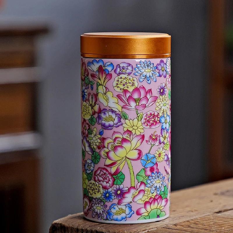 Enamel tea and sugar jar ceramic multifunctional home medicine coffee bean sealed jar kitchen storage bottle