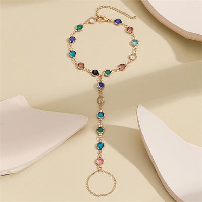 Bohemian Style Exquisite  Colorful Gemstone Wrist Chain Bright Stone Bracelet For Women Girl Birthday Gift