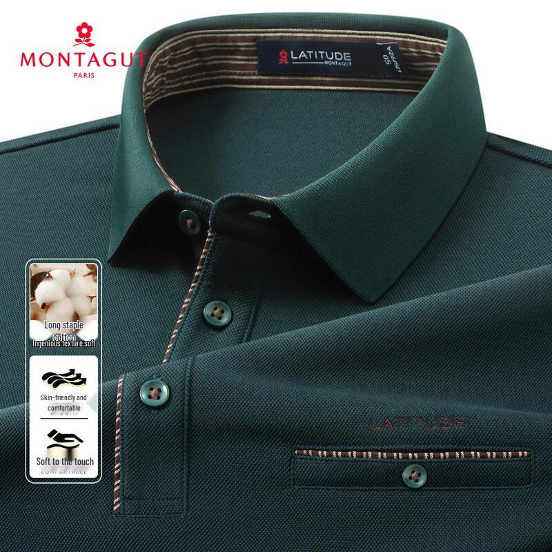 MONTAGUT Men s Business Casual Long-Sleeve Polo Shirt 52