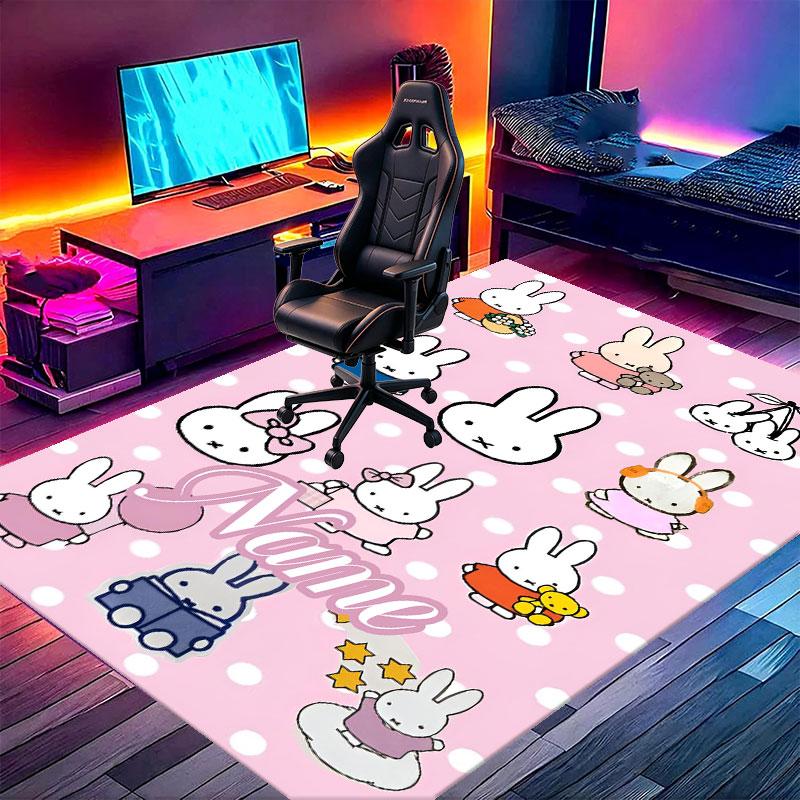 Custom Name Personalized Miffy Print Carpet, Versatile Home Decor Rug, for Playroom, Apartment, Balcony, Entryway, Hallway Gift