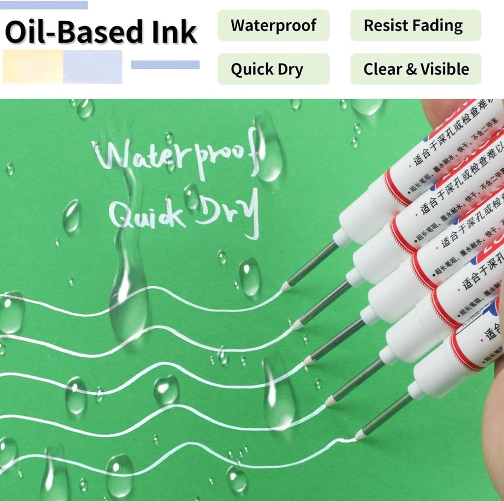 Long Head Deep Hole Marker, 20 mm Long Nose Nib Deep Reach Metal Marking Pen, Quick-drying Waterproof Permanent Pens
