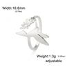 Hummingbird Flowers Leaves Open Ring Women Stainless Steel Adjustable Finger Rings Bird Animal Jewelry Birthday Gift