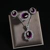 925 Sterling Silver Purple Diamond Crystal Zircon Luxury Bracelet Necklace Ring Birthday Party Wedding Set Gift