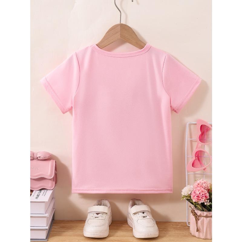 Girls Crewneck Short Sleeve Tee, Crown Princess Silhouette Print