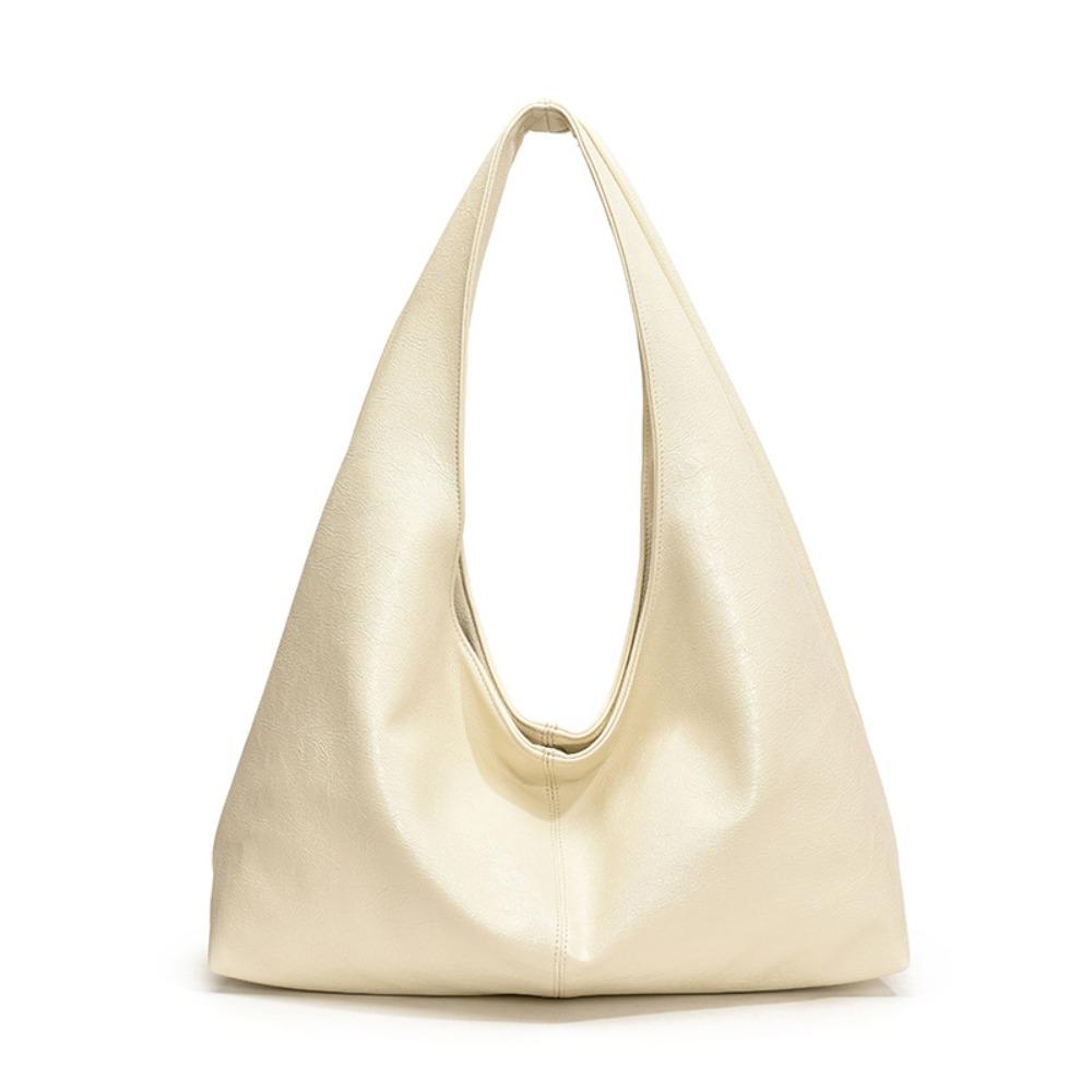 Solid Color Retro PU Tote Bag Tote Bag Underarm Packs Sweet Large Capacity Handbag  Office Worker